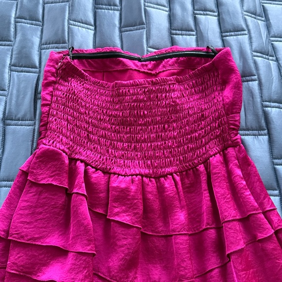 Fuchsia Strapless Ruffle Top - Picture 3 of 4